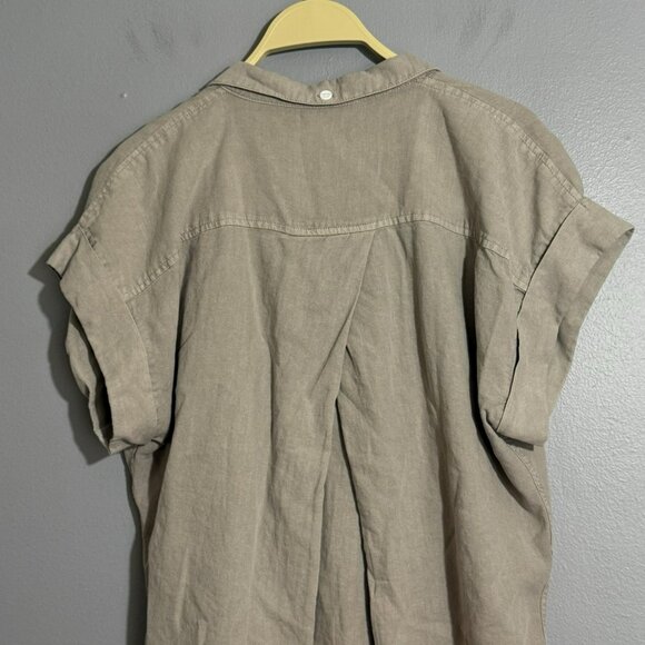 Thread Supply Linen Blouse Button Top Women Sz S Collar Oversized Loose Relaxed - Picture 11 of 12